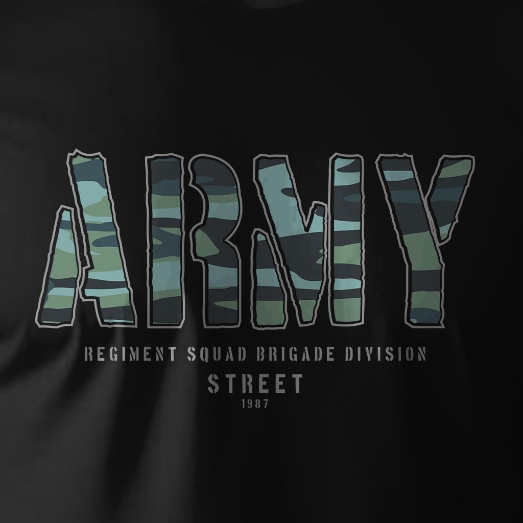 Peppyzone Mens Regular Fit T-Shirt (PZ-Army433_Black