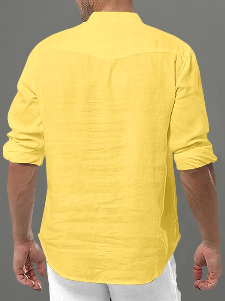 Finivo Fashion MenS Solid Cotton Blend Regular Fit Straight Kurta, Pack Of 1 Yellow