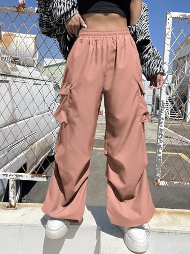 Greciilooks WomenS Regular Fit High Rise Cargo Pant (Gl-W-Tp-1086_Pink