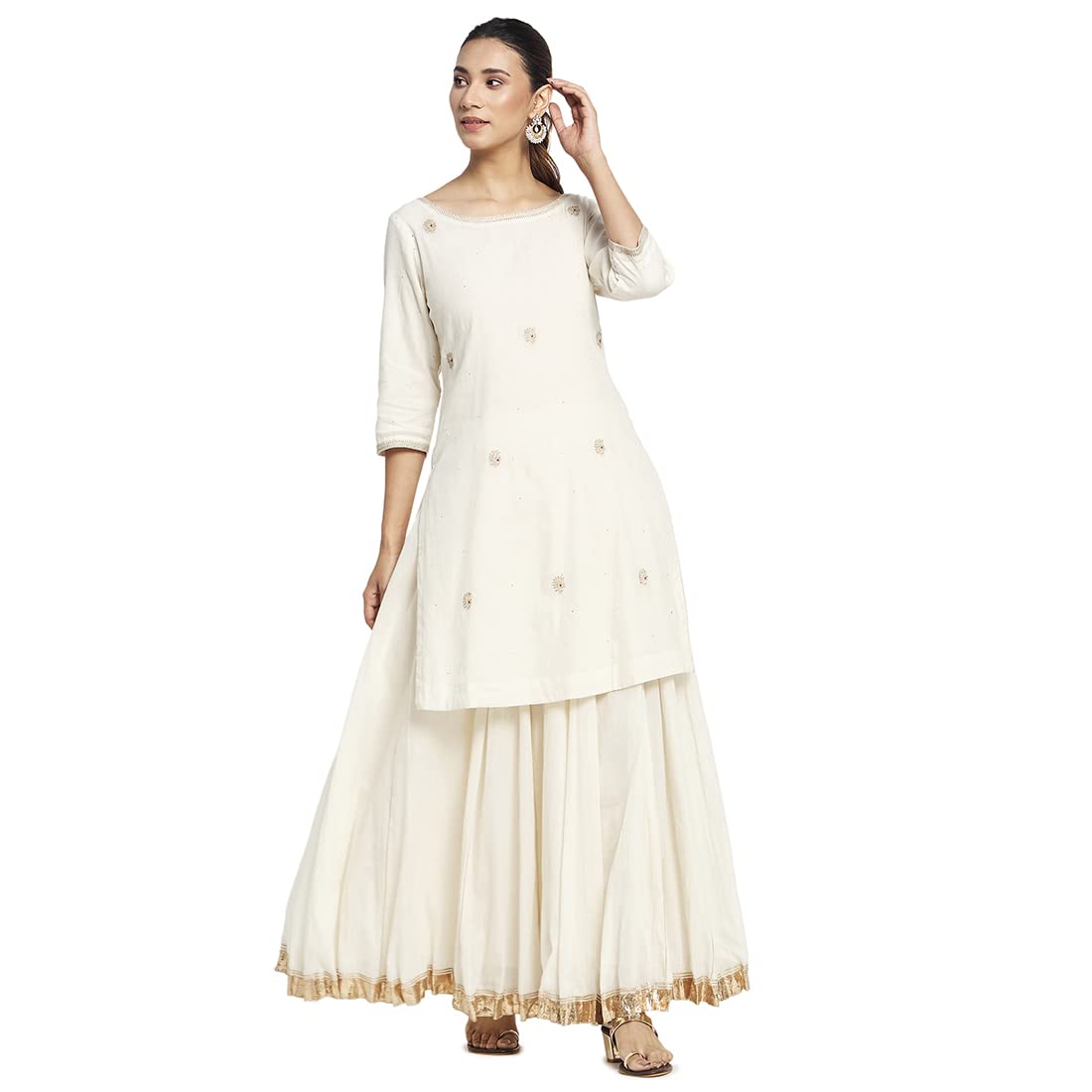 Fabindia Women Cotton Kurta Set Natural_Xxl
