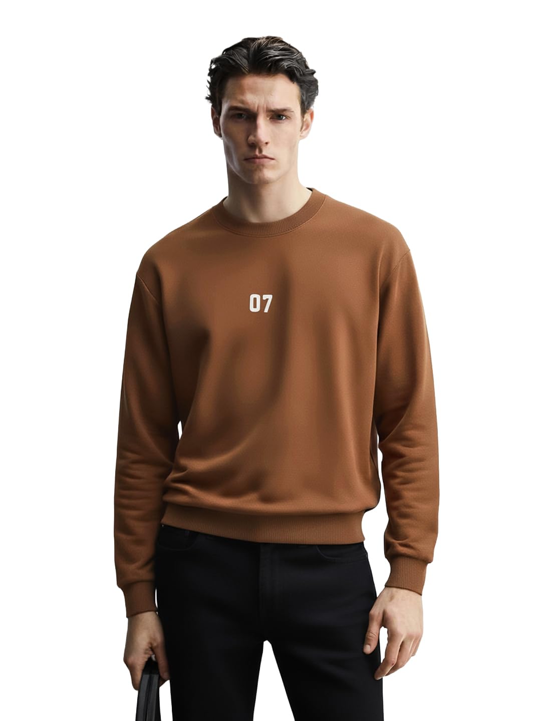 The Indian Garage Co Mens Relaxed Fit Long Sleeves Crew Neck Embroidered Sweatshirt
