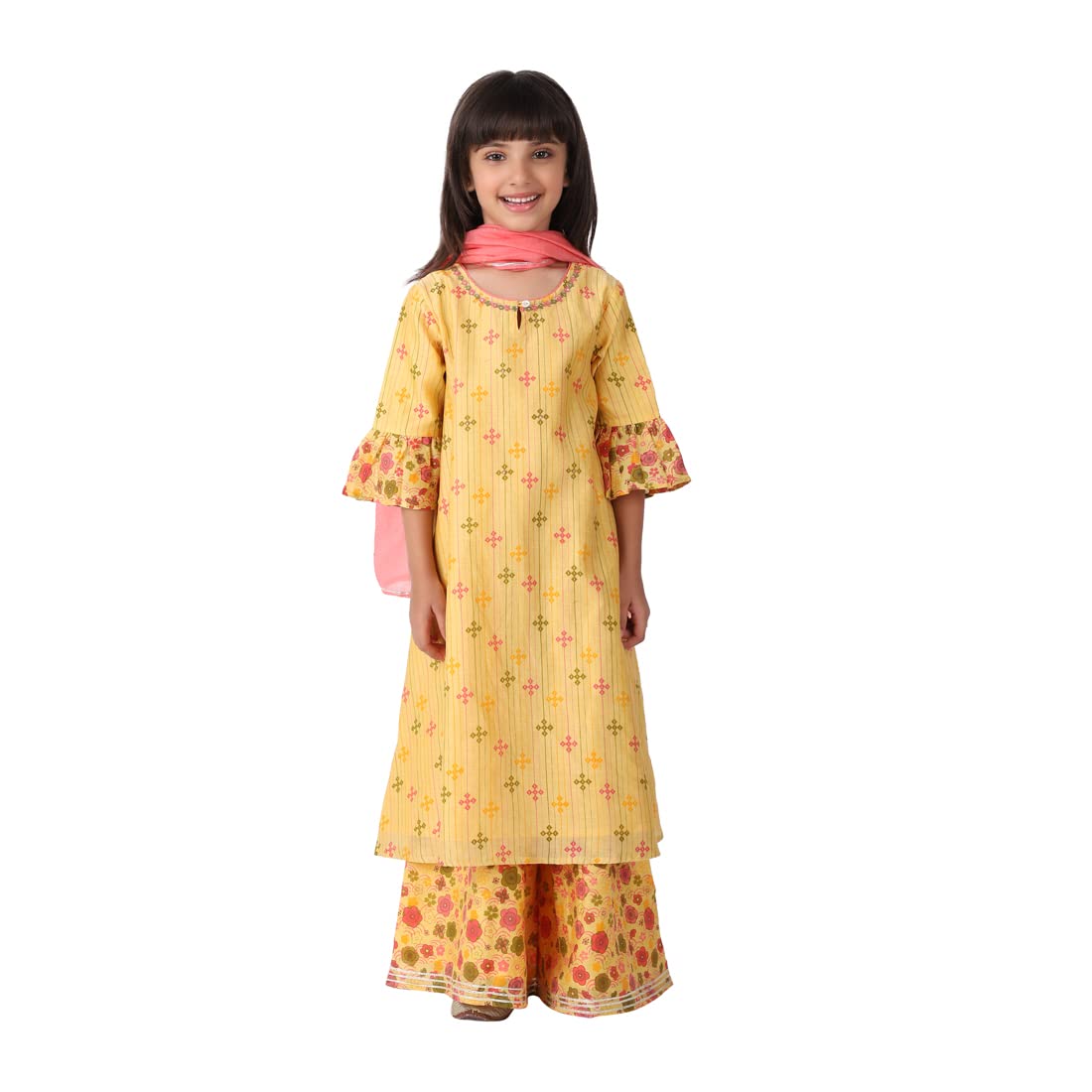 Fabindia Kids Silk Printed Pallazo Set Cotton_6-8Y