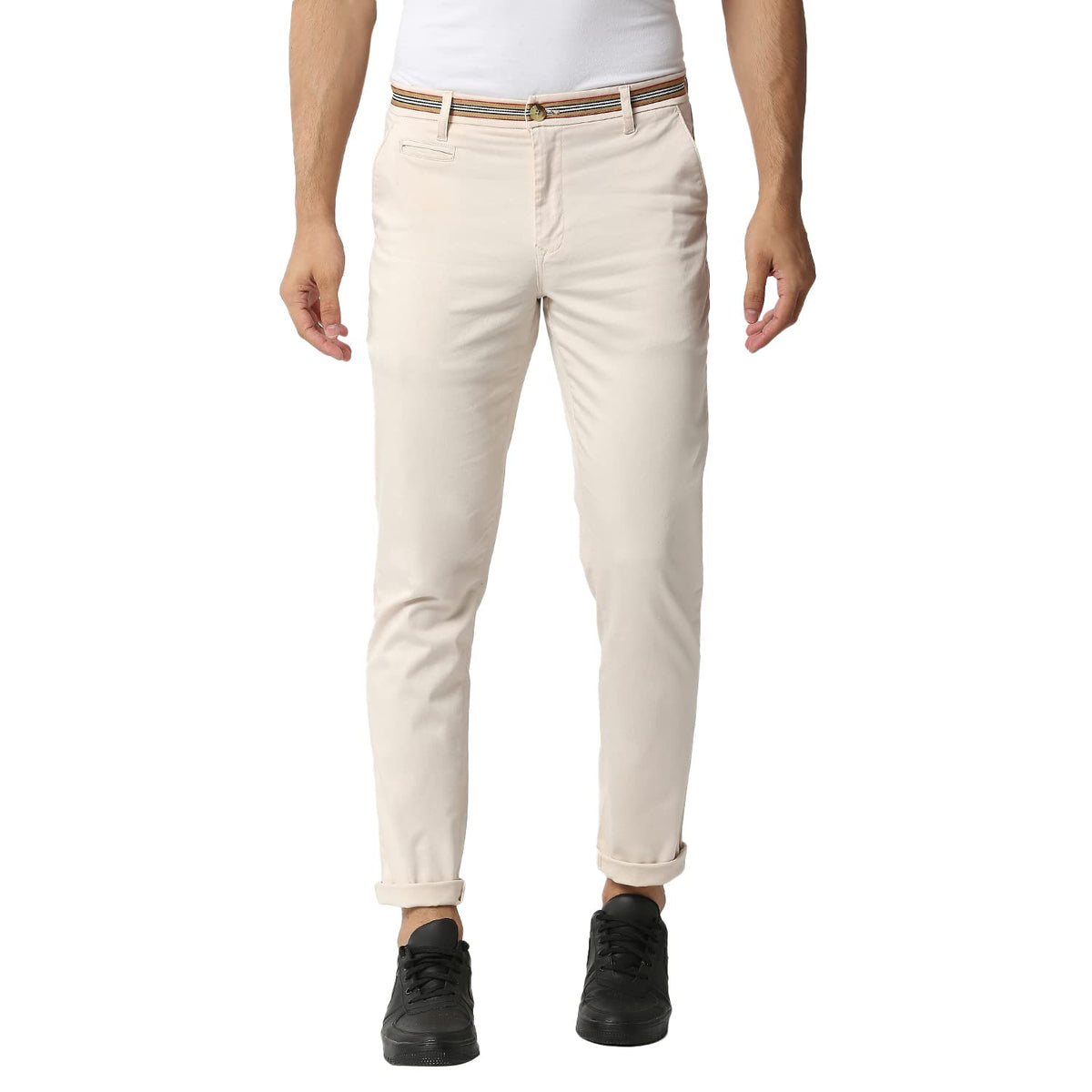 Thomas Scott Mens Solid Slim Fit Trouser Fawn
