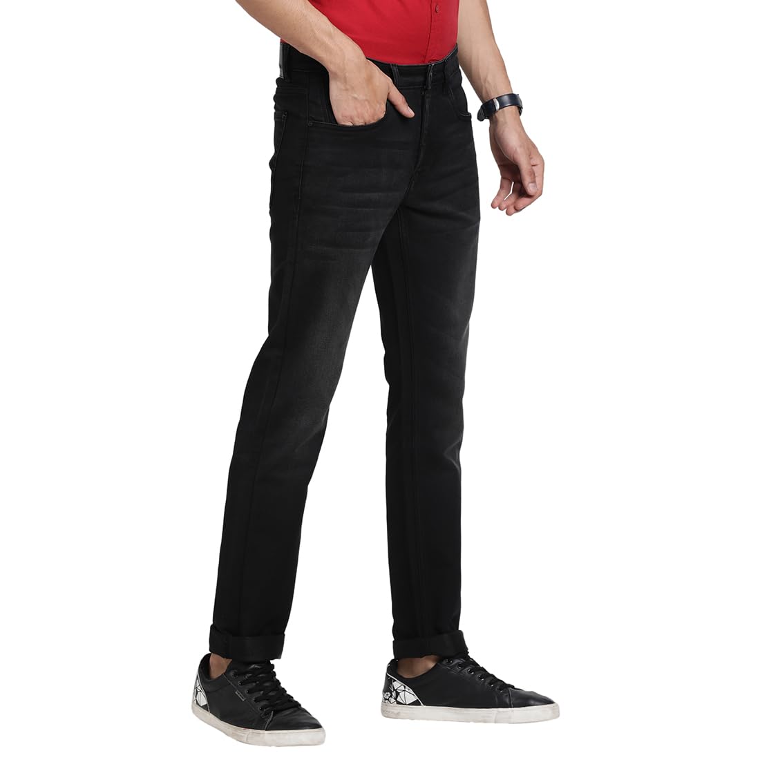 Turtle Men Cotton Stretch Narrow Fit Black Jeans