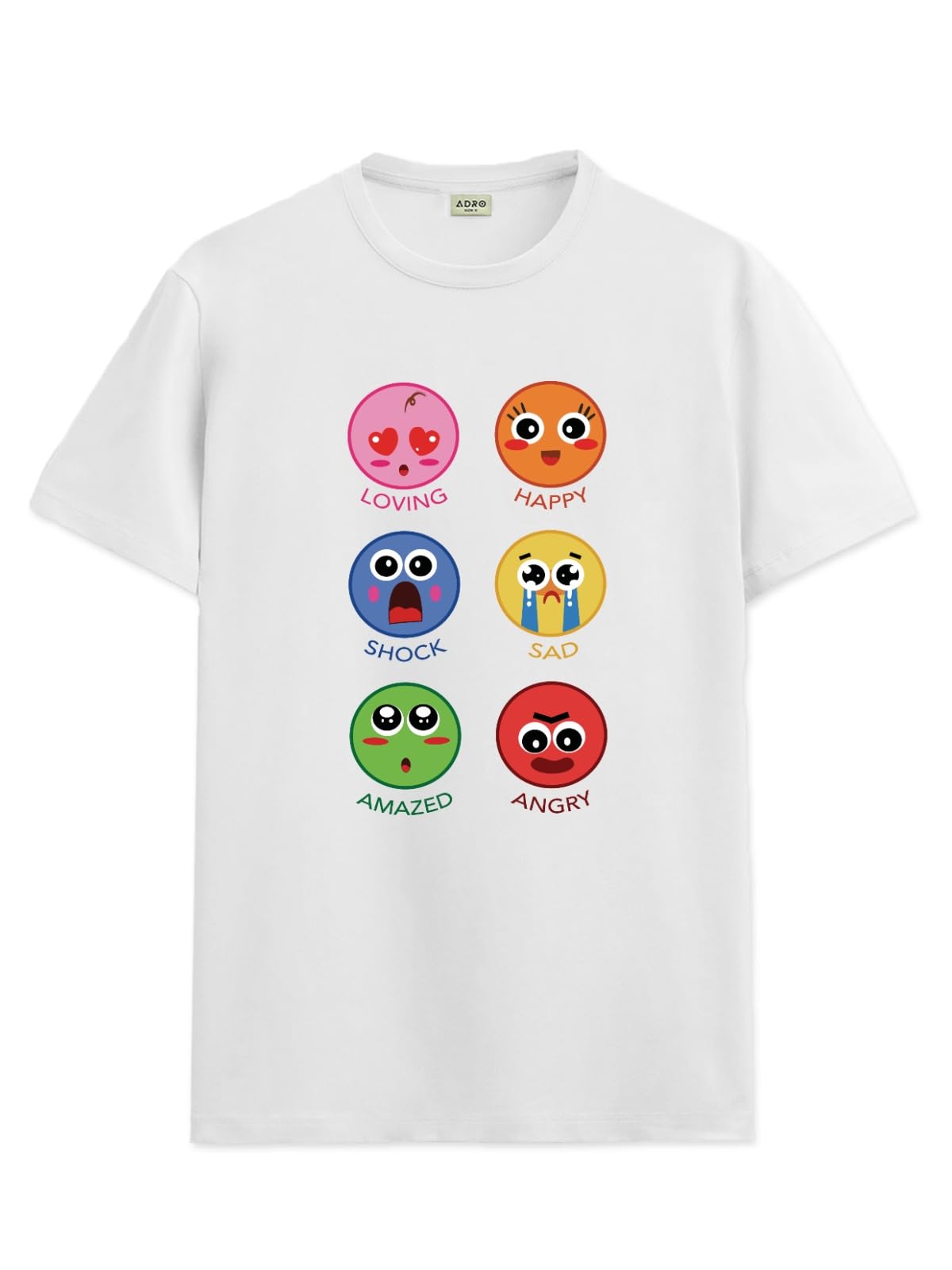 ADRO T Shirts for Boys & Girls || Emotions of Smiley Printed T-Shirt || Ages 3-14 || 100% Cotton Round Neck Tshirt for Boys & Gi