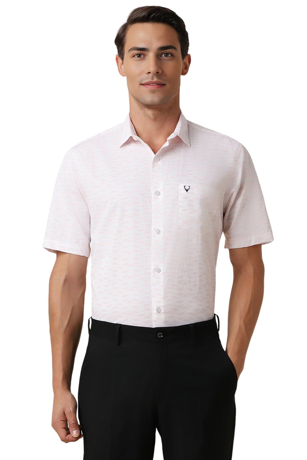 Allen Solly Men Slim Fit Printed Formal Half Sleeve Short Sleeve T-Shirt