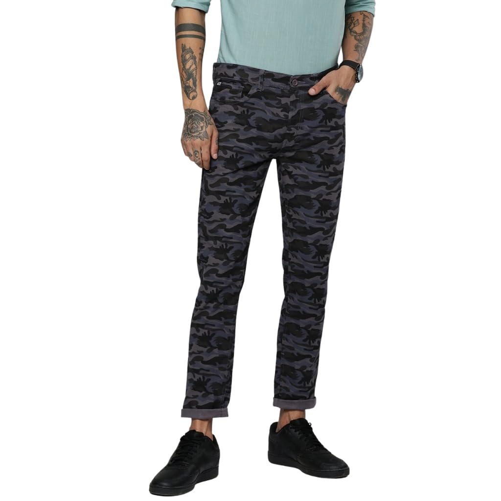 The Indian Garage Co Men Slim Fit Camouflage Mid-Rise Chinos