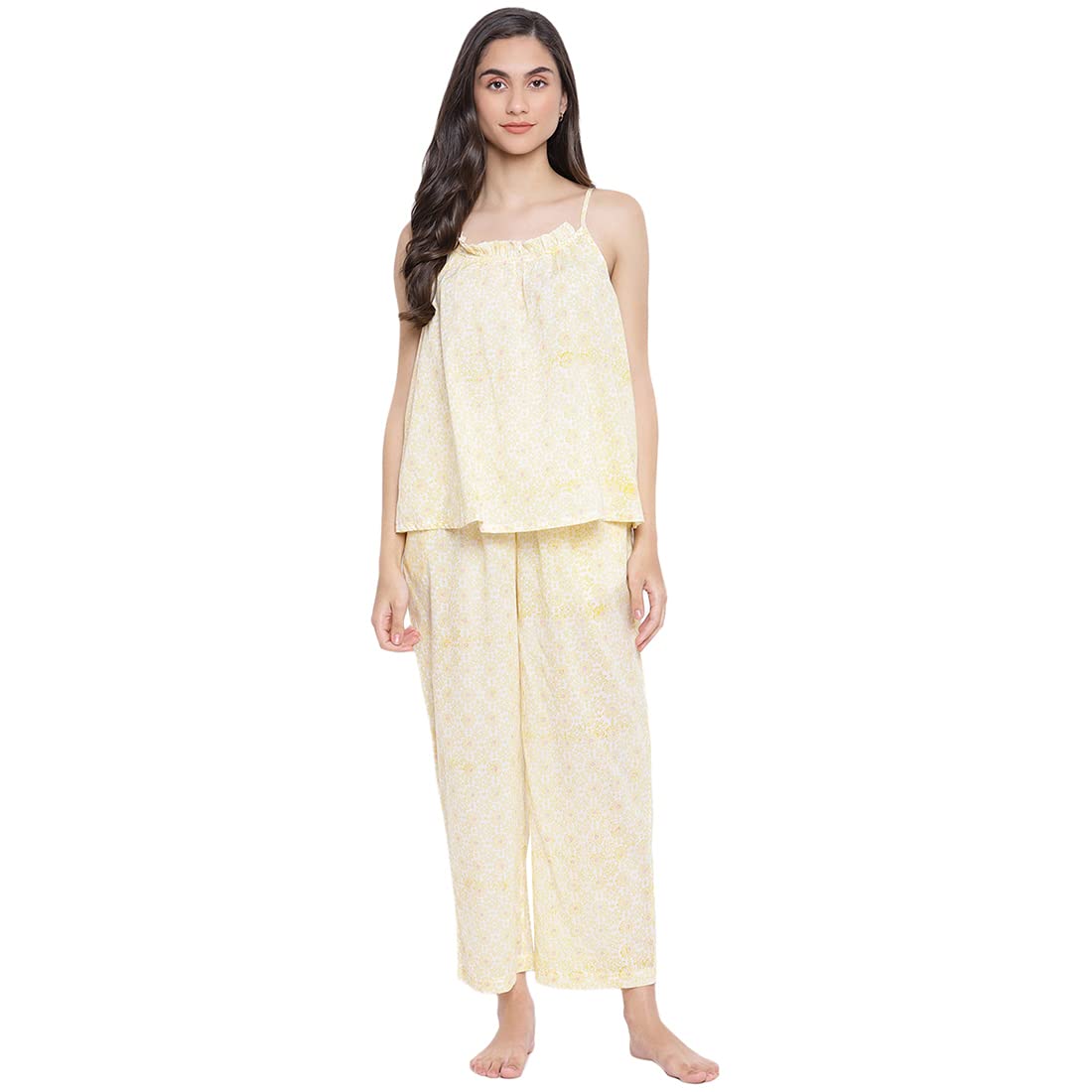 Fabindia Women Cotton Printed Set Yellow_L
