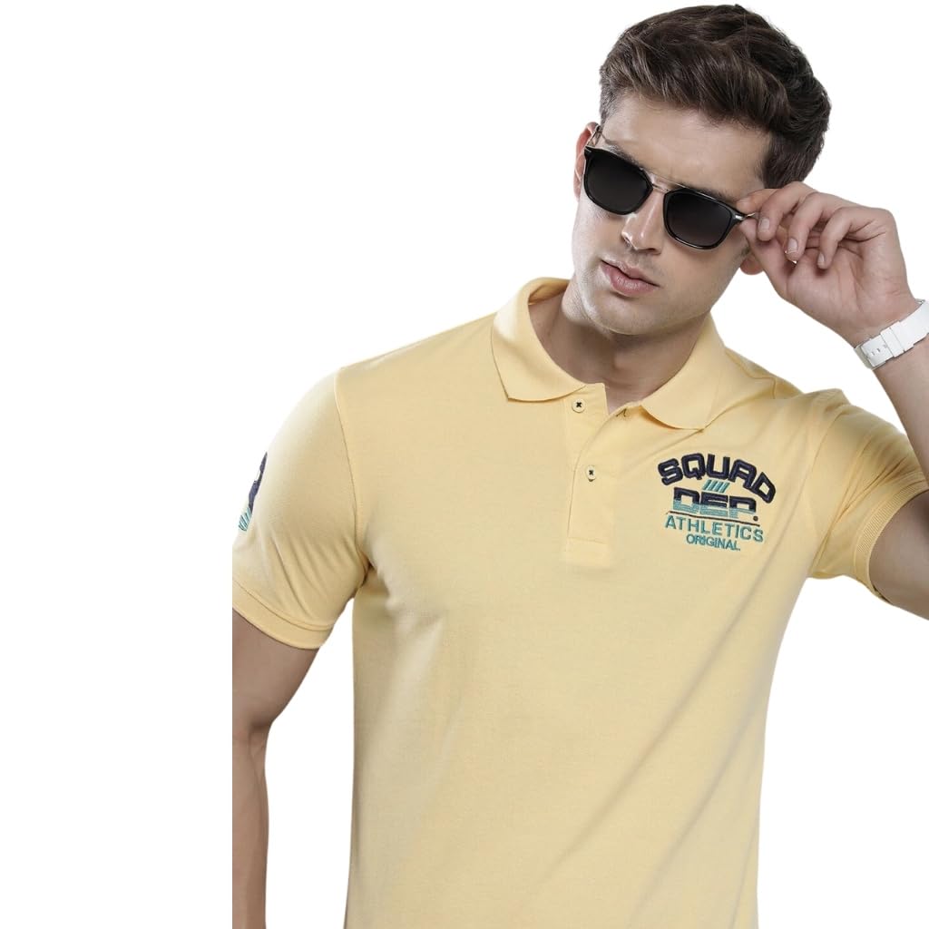 The Indian Garage Co Men Slim Fit Placement Embroidery Polo Collar Tshirt
