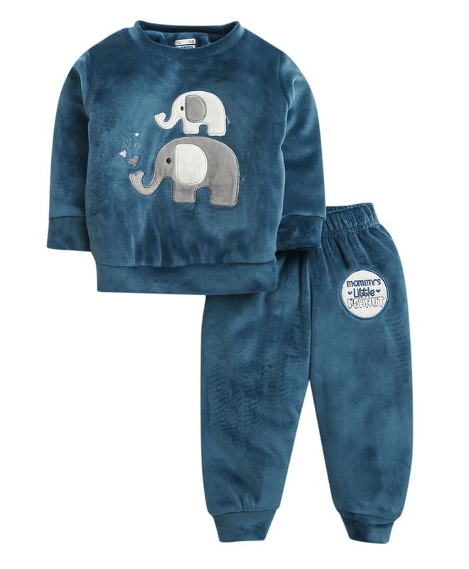 Bumzee Boys Velvet Regular Fit Winter Set Teal Blue - 18-24 Months (Peb10718E-Tel)