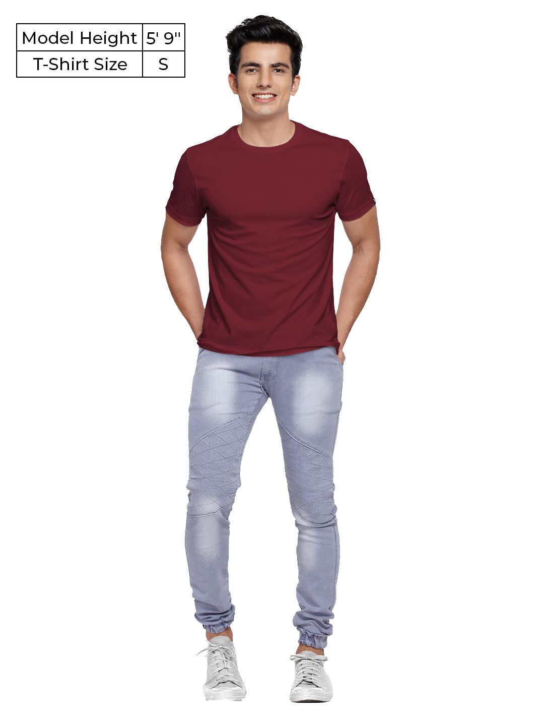 The Souled Store T-Shirt for Men Solids: Burgundy Mens and Boys T-Shirts Regular fit Solid Half Sleeve 100% Cotton Burgundy Colo