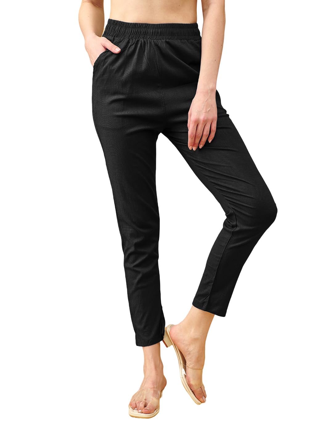 Lyra Cotton Pant For Women Stylish & Comfortable Slub Cotton Blend With Lycra | Plus Fit | Cross Pocket Design | Color Lock Tec