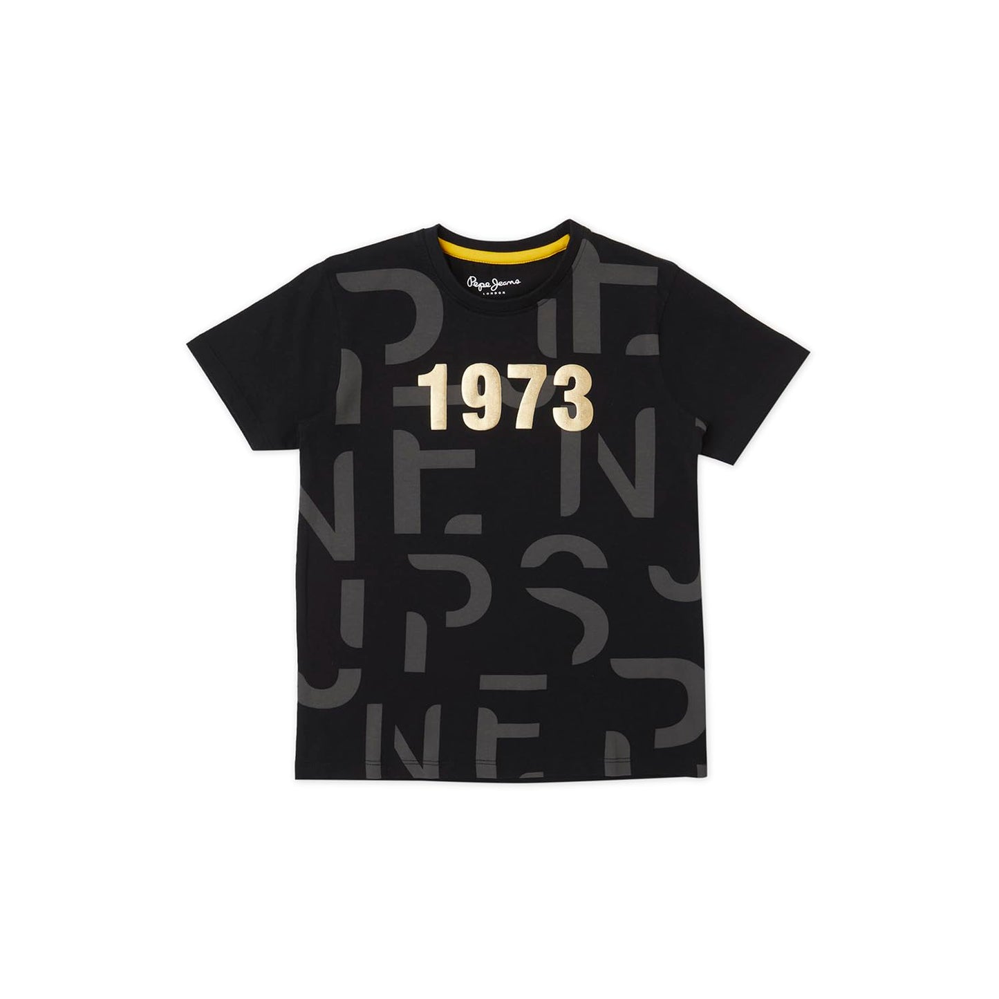 Pepe Jeans BoyS Letter Print Regular Fit T-Shirt (Pb503898_Black