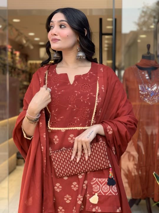 Alvami Women's Viscose Floral Regular Kurta Set