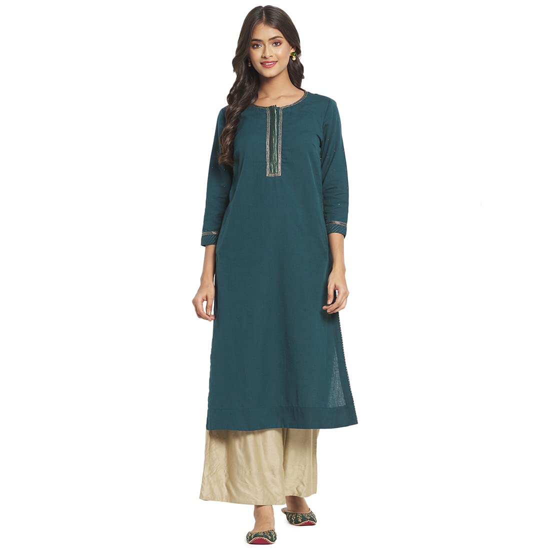 Fabindia Women Straight Style Long Kurta Cotton_S Blue
