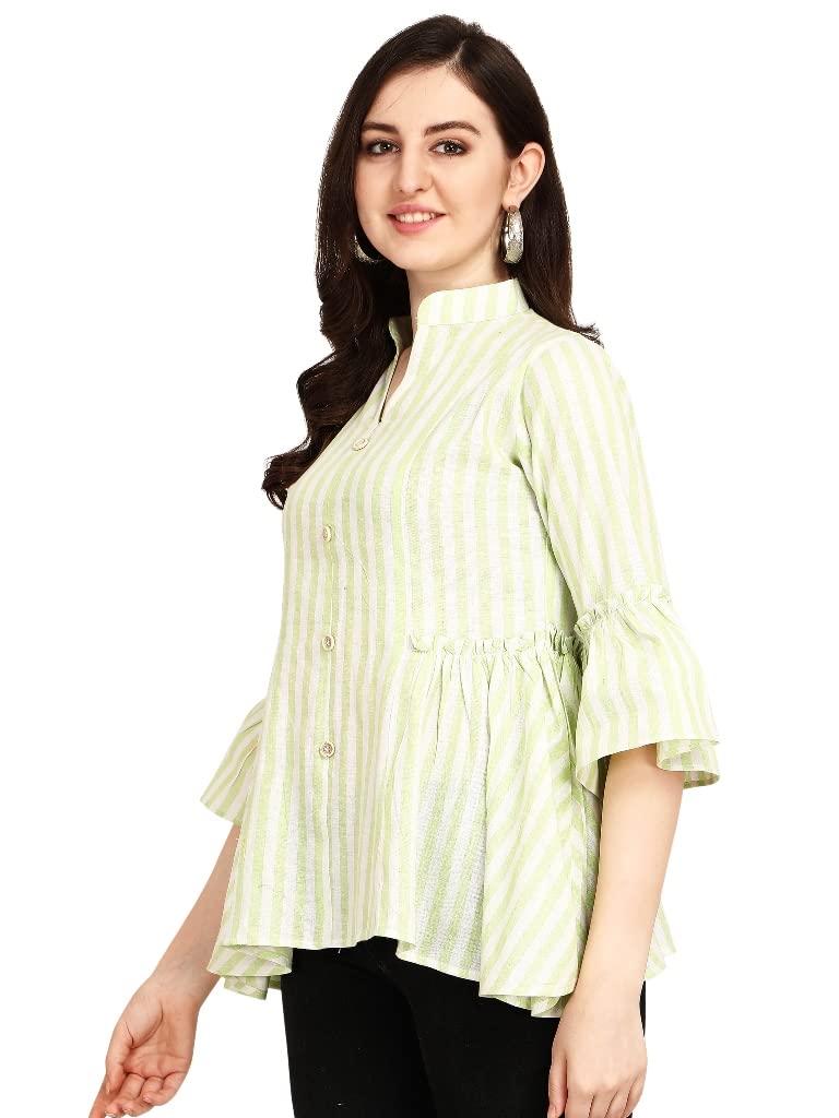 OM SAI LATEST CREATION Women Striped Top with Half Sleeves for Office Wear, Casual Wear, Under 399 Top for Women/Girls Top (Smal