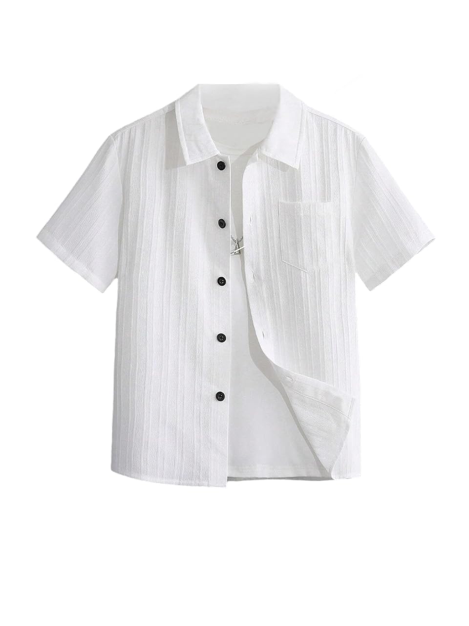 TAGAS Polyester Boys Striped Regular Fit Shirt White