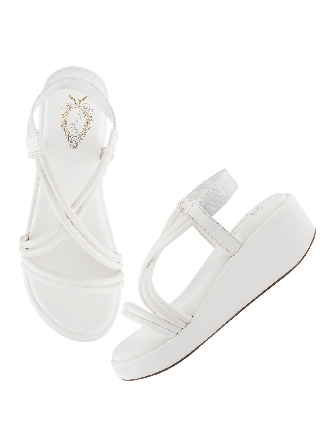 Shoetopia WomenS & Girls White Wedges Sandal Solid Criss-Cross Strap Design Stylish, Comfortable, Durable Heels Perfect For C