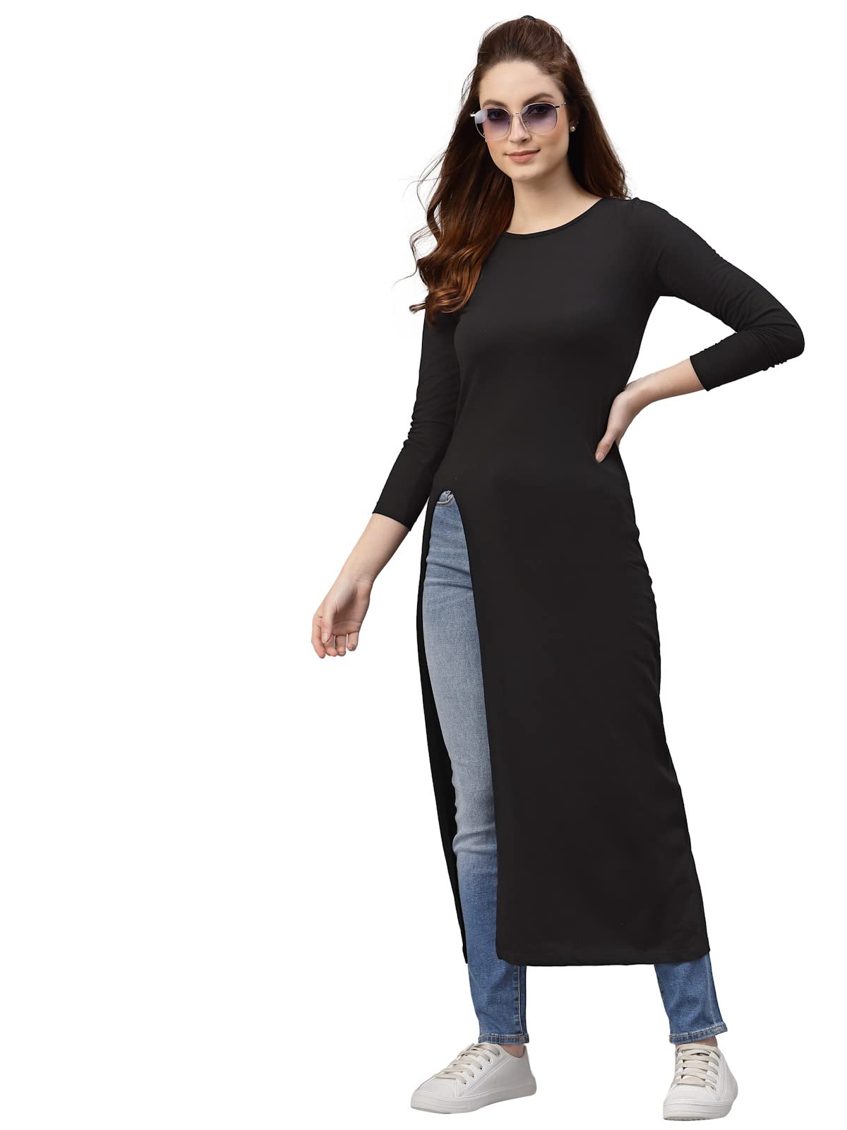 Rigo Black Maxi Longline Top For Women