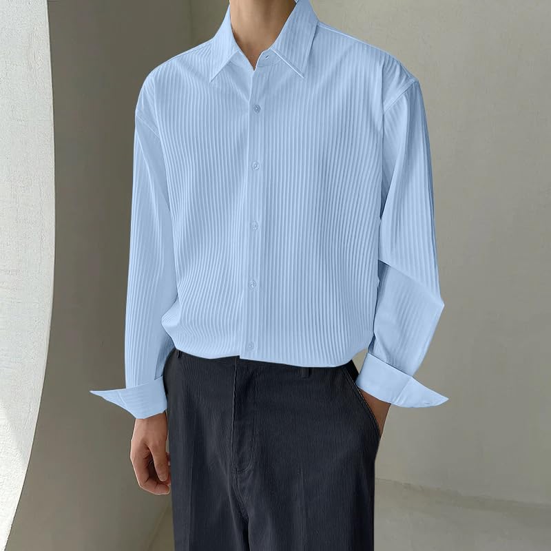 Greciilooks MenS Regular Fit Casual Shirt (Gl-Ms-6155_Blue