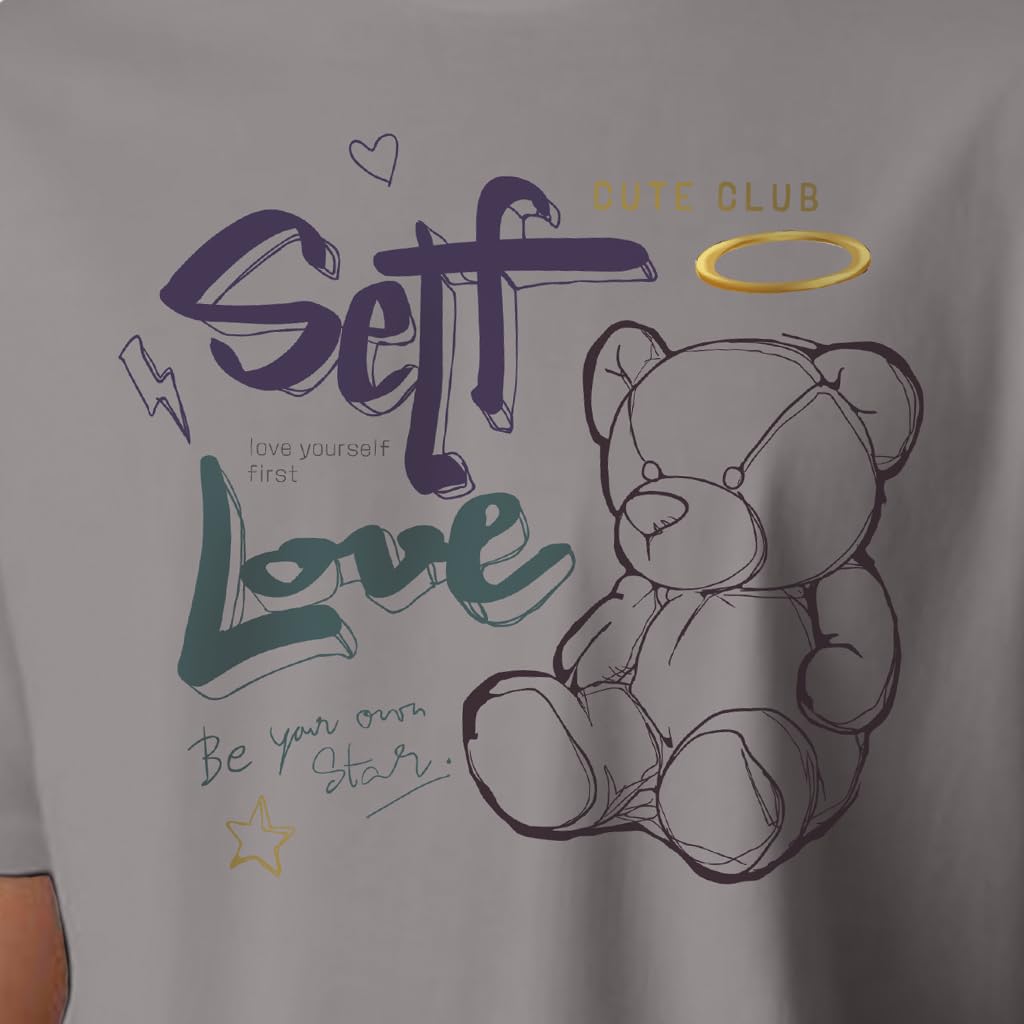 Peppyzone Mens Regular Fit T-Shirt (PZ-RT-Teddy1620_Grey