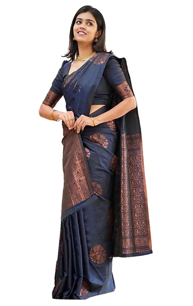 Yashika Womens Banarasi Cotton Silk Jacquard saree (MUDRA NAVY