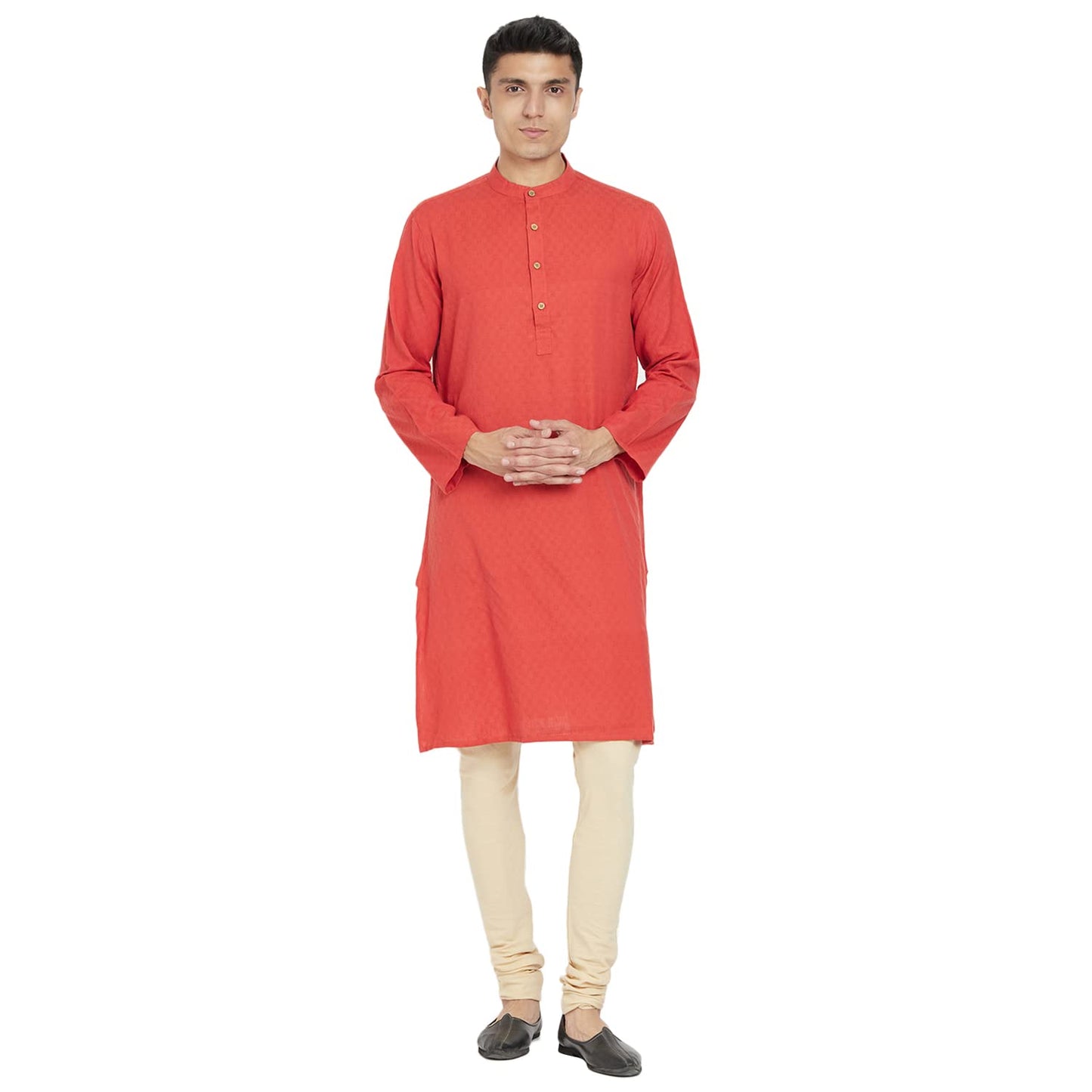 Fabindia Men Dobby Weave Long Kurta Cotton_S