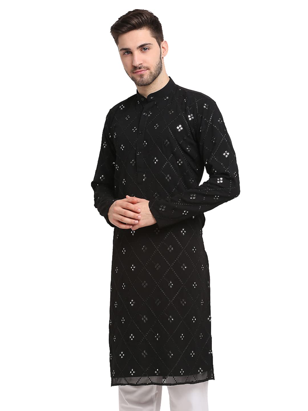 Jompers Mens Georgette Straight Kurta
