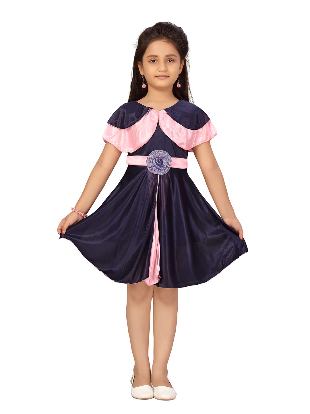 Aarika Girls Navy Blue-Pink Colour Frock (FK_21304_Blue_30)