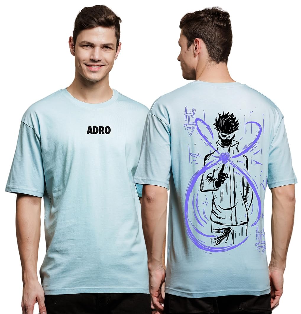 ADRO Oversize T Shirt for Men | Drop Shoulder Cotton T Shirt | Anime Oversize T-Shirt | Luffy T Shirt Gear 5| Trendy Front and B