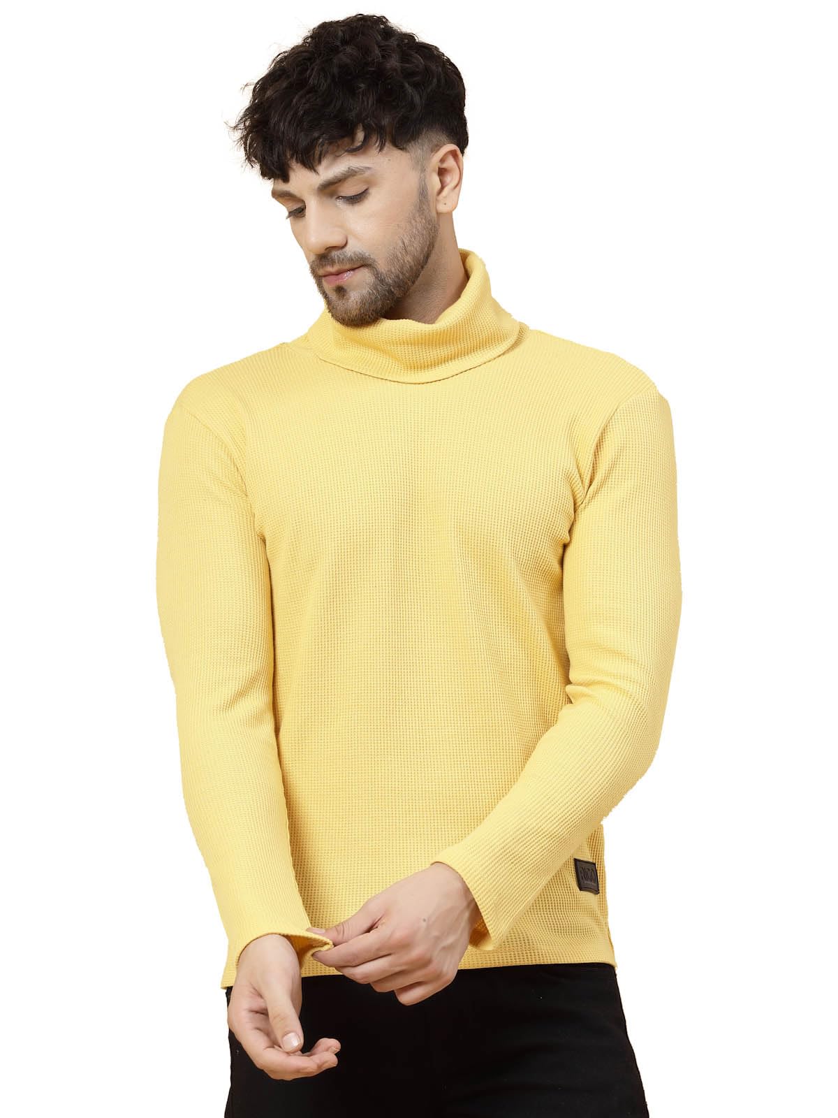 Rigo Mens Solid Regular Fit T-Shirt (CT08231592_Yellow