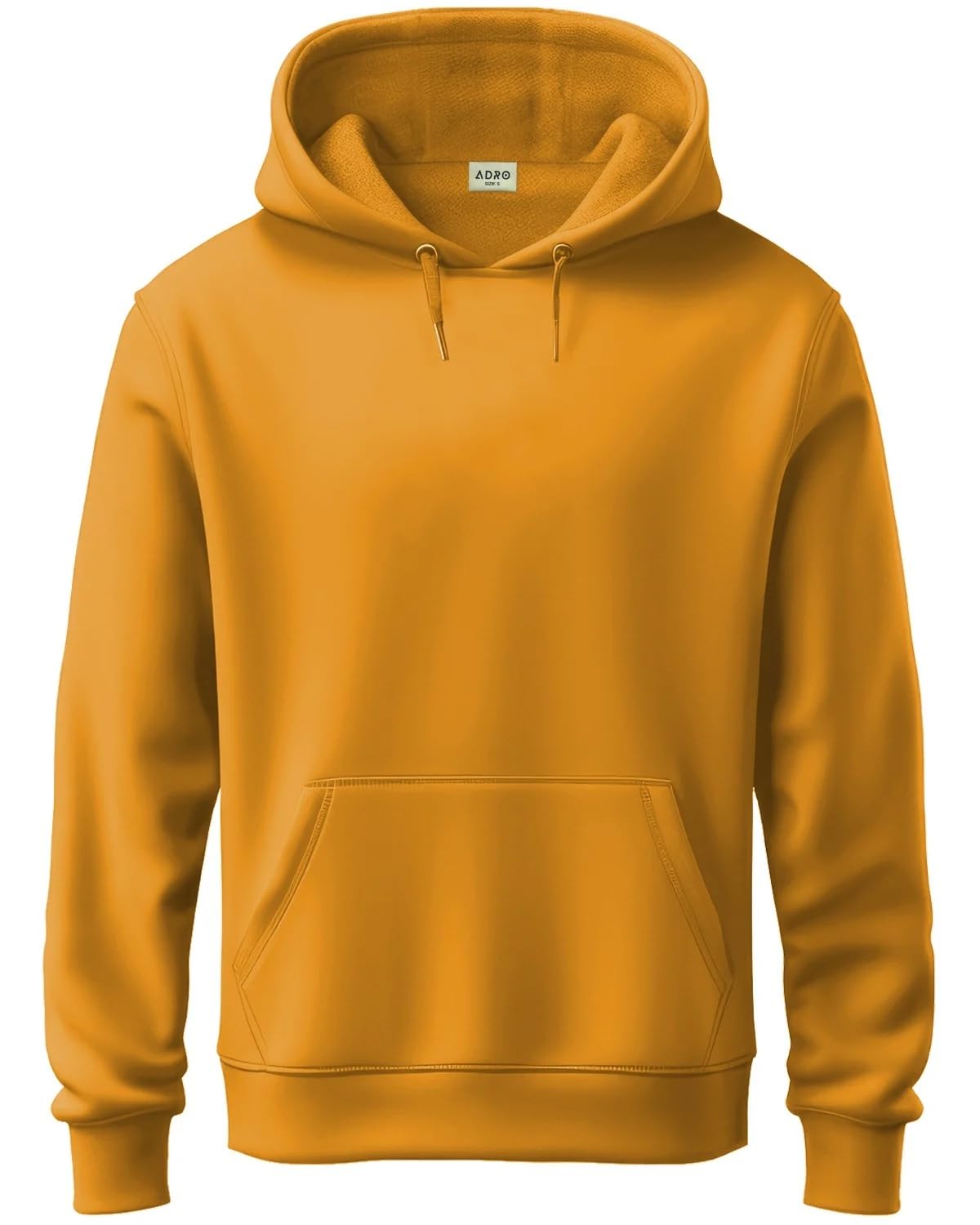 ADRO Mens Cotton Neck Hooded Sweatshirt (H24-PLN-MU_Mustard
