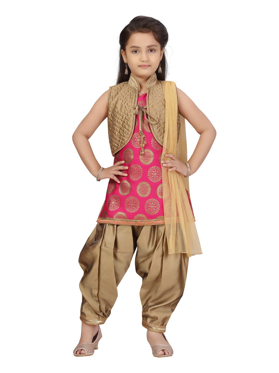 Aarika GirlS Silk Salwar Suit Set (Pt-18306_Rani-Gold_26)