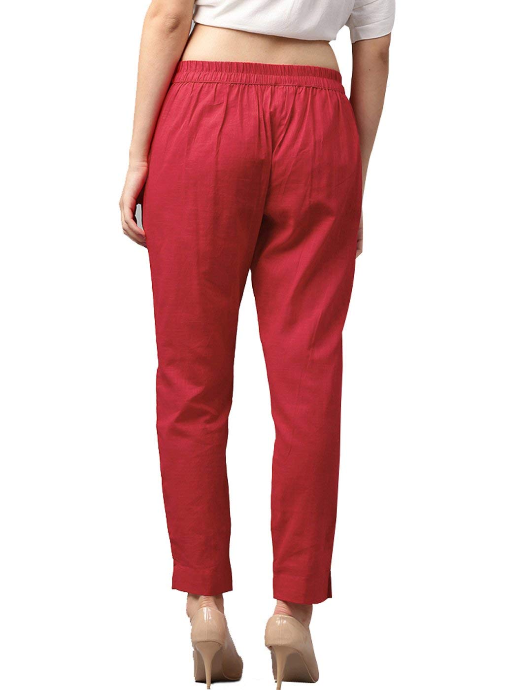 Digital Shopee Women Cotton Trouser Pant For Women | Girls Formal Casual Daily Party Office Wear Red