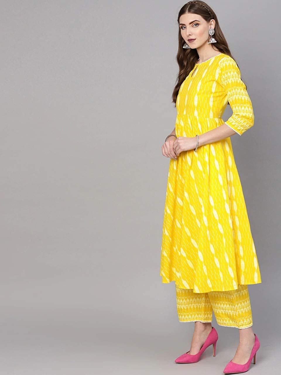 ANNI DESIGNER Women's Cotton A-Line Kurta with Pant