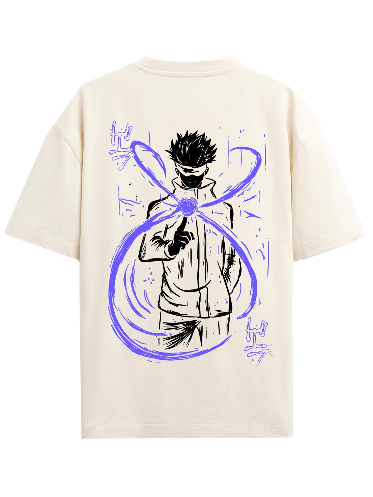 ADRO Oversize T Shirt for Men | Drop Shoulder Cotton T Shirt | Anime Oversize T-Shirt | Luffy T Shirt Gear 5| Trendy Front and B