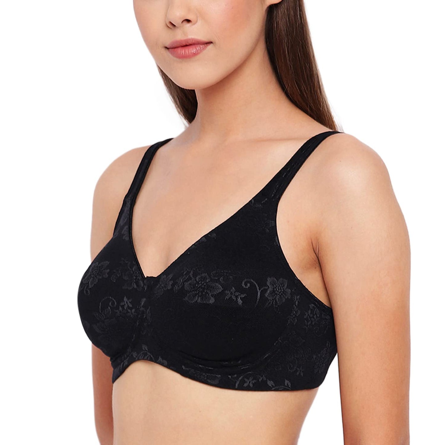 Enamor F135 Minimiser Full Support Bra - Non-Padded Wirefree High Coverage - Black