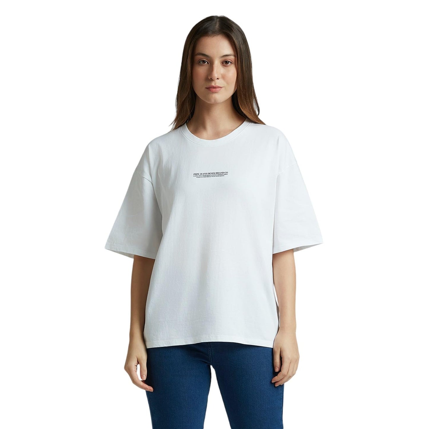 Pepe Jeans Women'S Oversized Fit T-Shirt (Pl506096_White