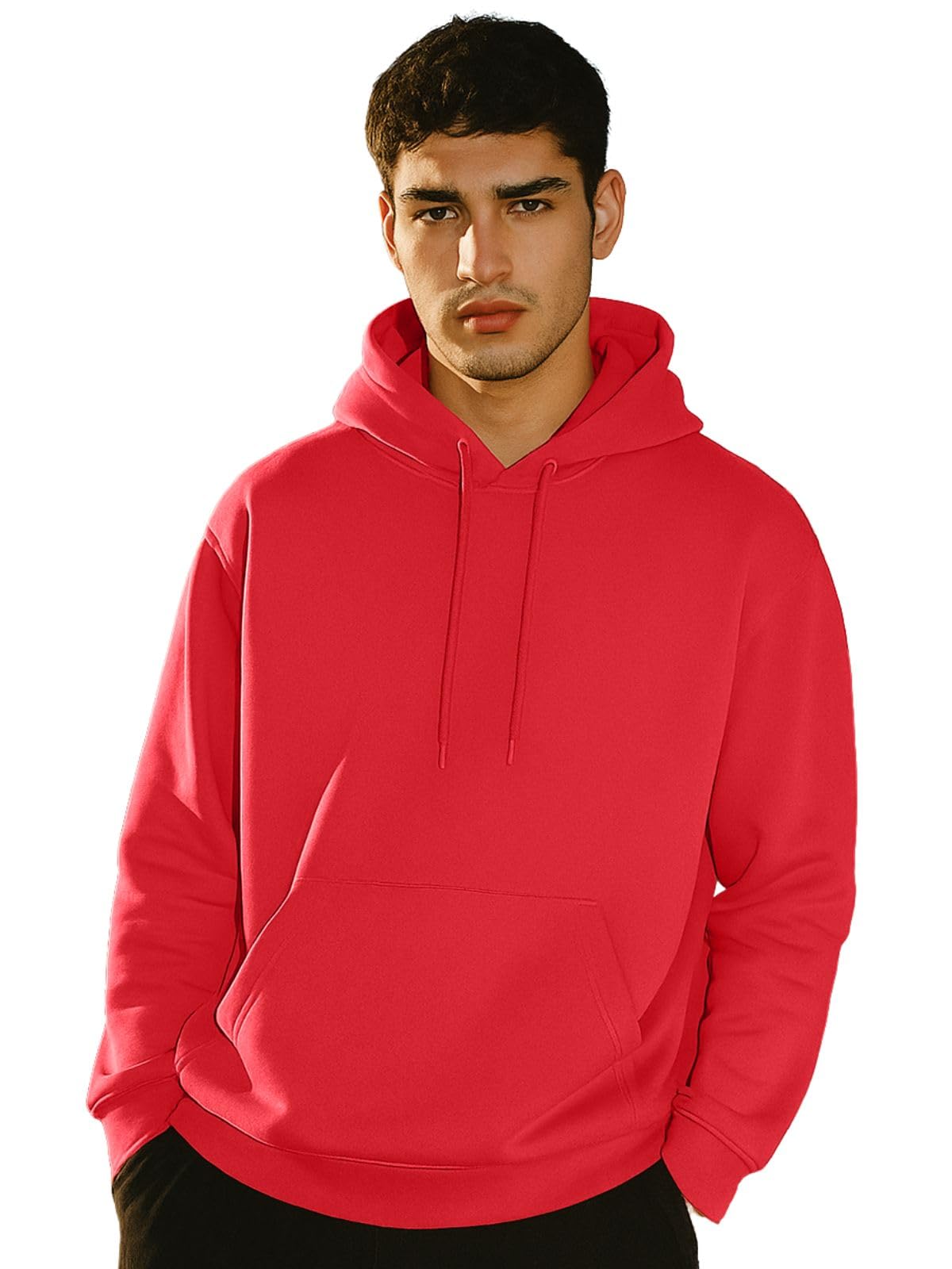 Veirdo Mens Cotton Poly Fleece Regular Fit Magenta Solid Hoodie