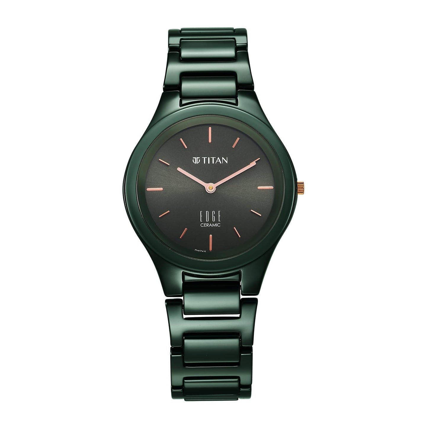 EDGE Titan Ceramic Quartz Analog Green Dial Ceramic Strap Watch for Women-NS2653QC06/NT2653QC06