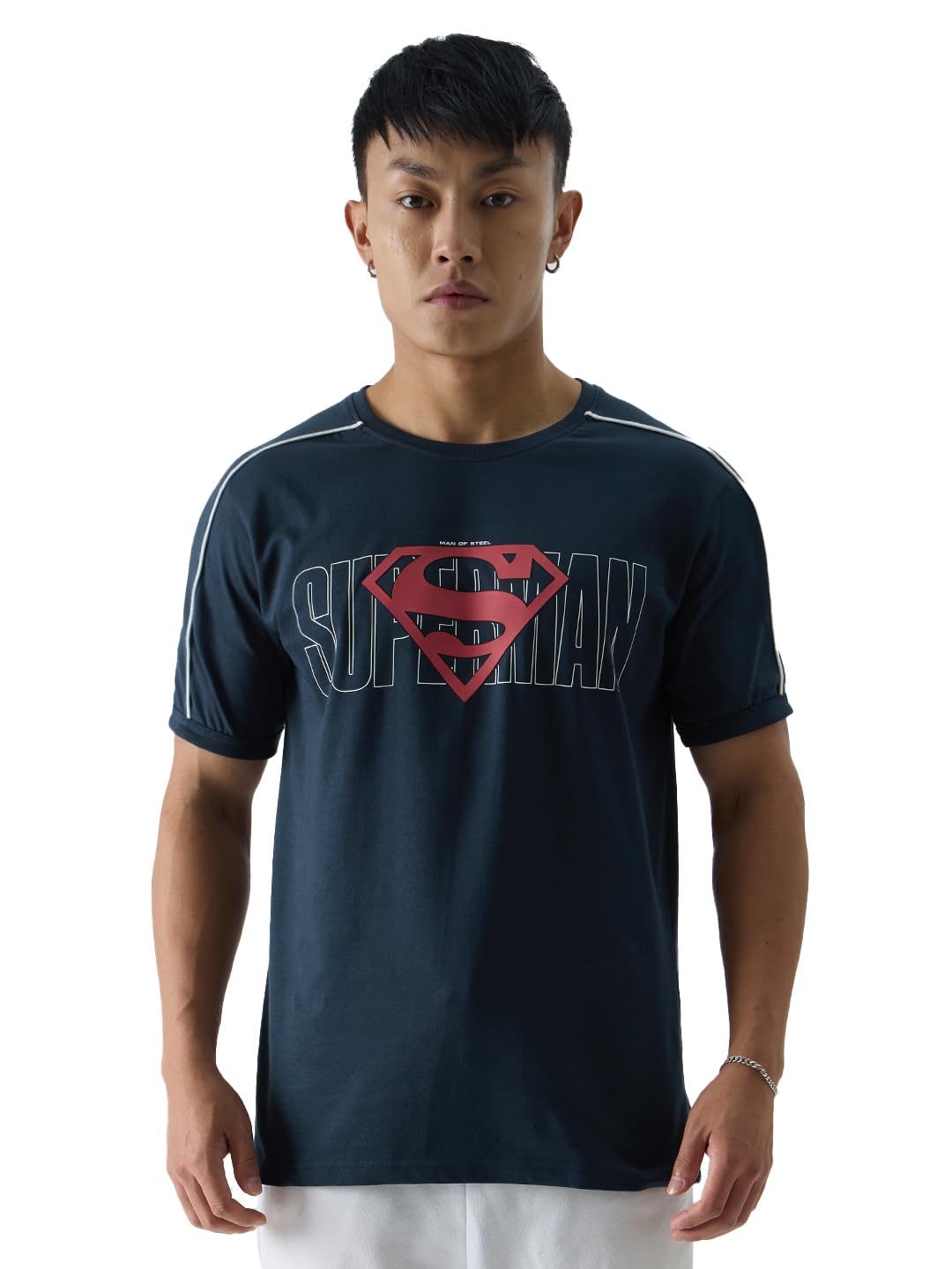 The Souled Store Official Superman: Logo Mens and Boys Loose fit Graphic Printed Half Sleeve Rayon Blue Color Summer Shirts Shir