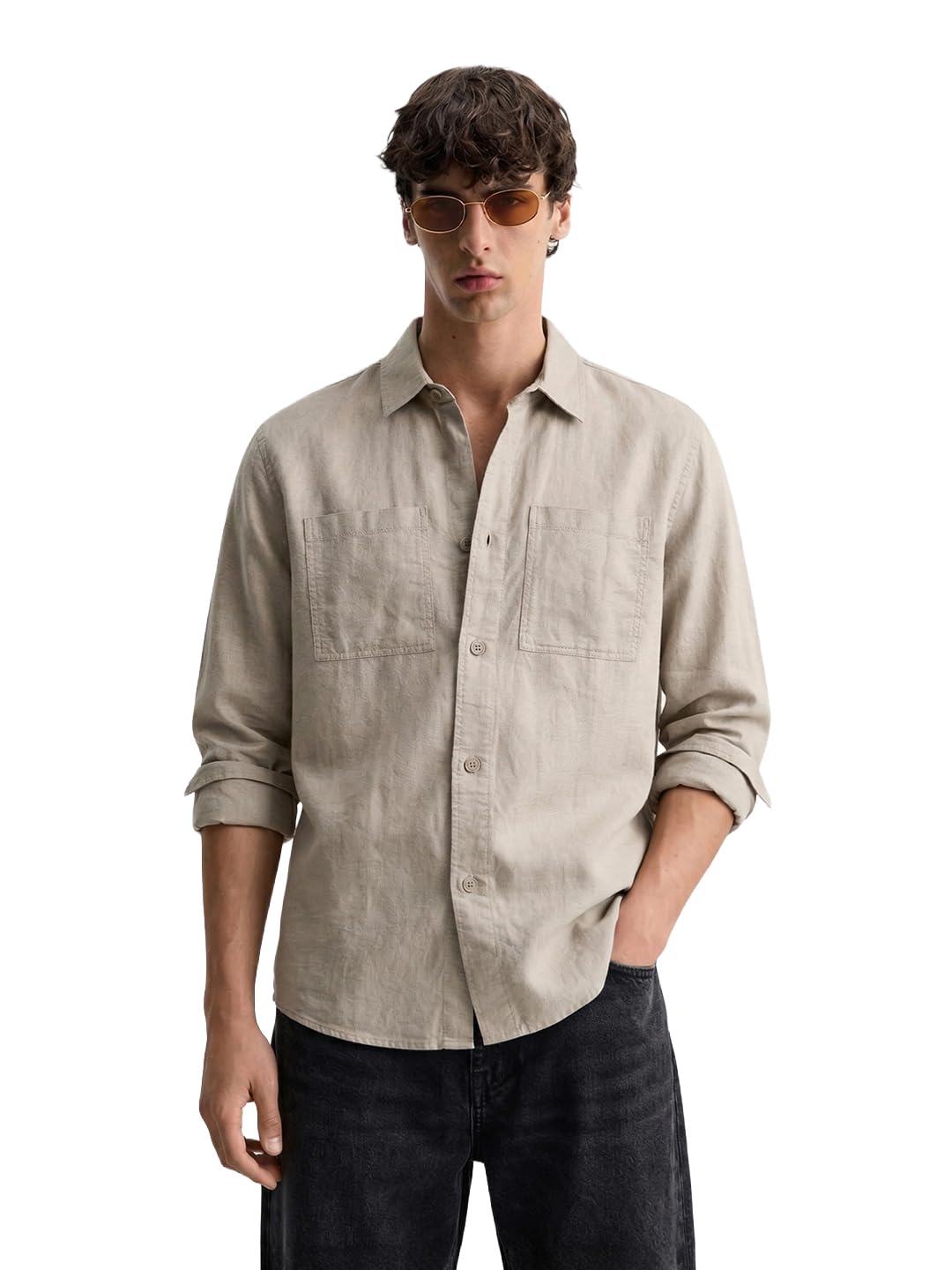 The Indian Garage Co Mens Regular Fit Solid Cutaway Collar Full Sleeves Sweater