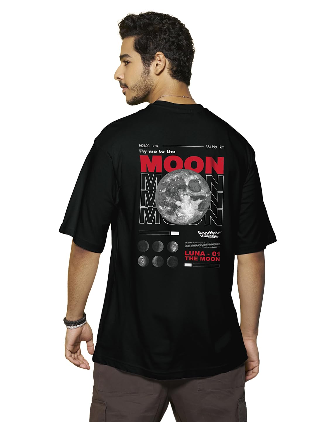 Bewakoof Cotton Mens Oversized Half Sleeve T-Shirt Black, 2XL