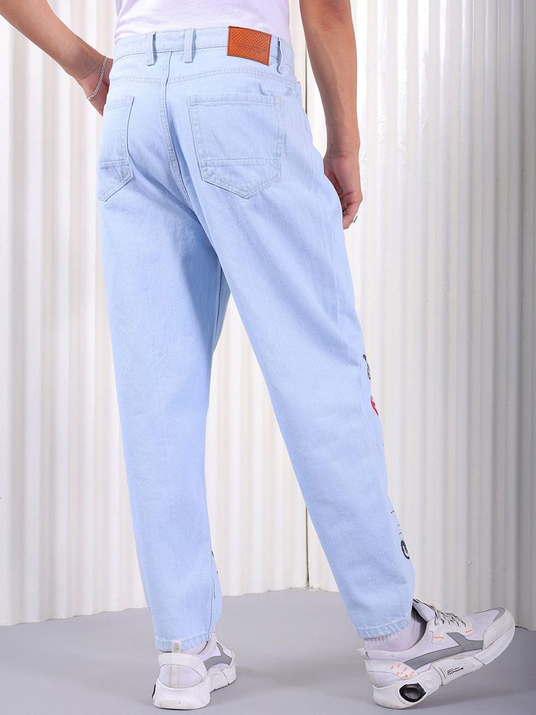 The Indian Garage Co Men Loose Tapered Printed Mid-Rise Jeans Blue