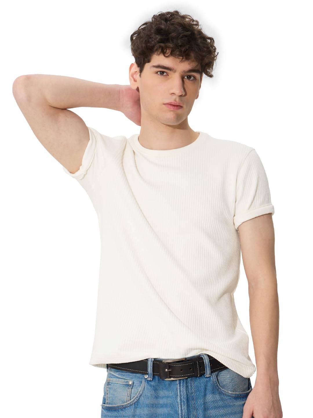The Souled Store Korean T-Shirt: White Men and Boys Short Sleeves Round Neck Regular Fit Cotton T-Shirts