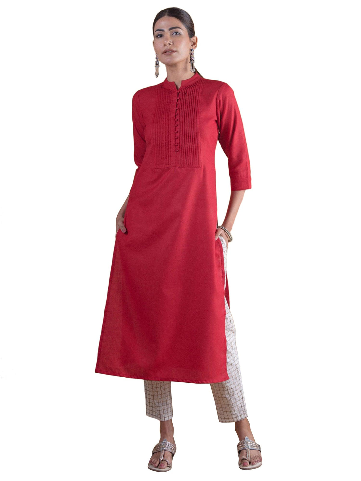 Libas WomenS Cotton Straight Kurta (4339_Maroon