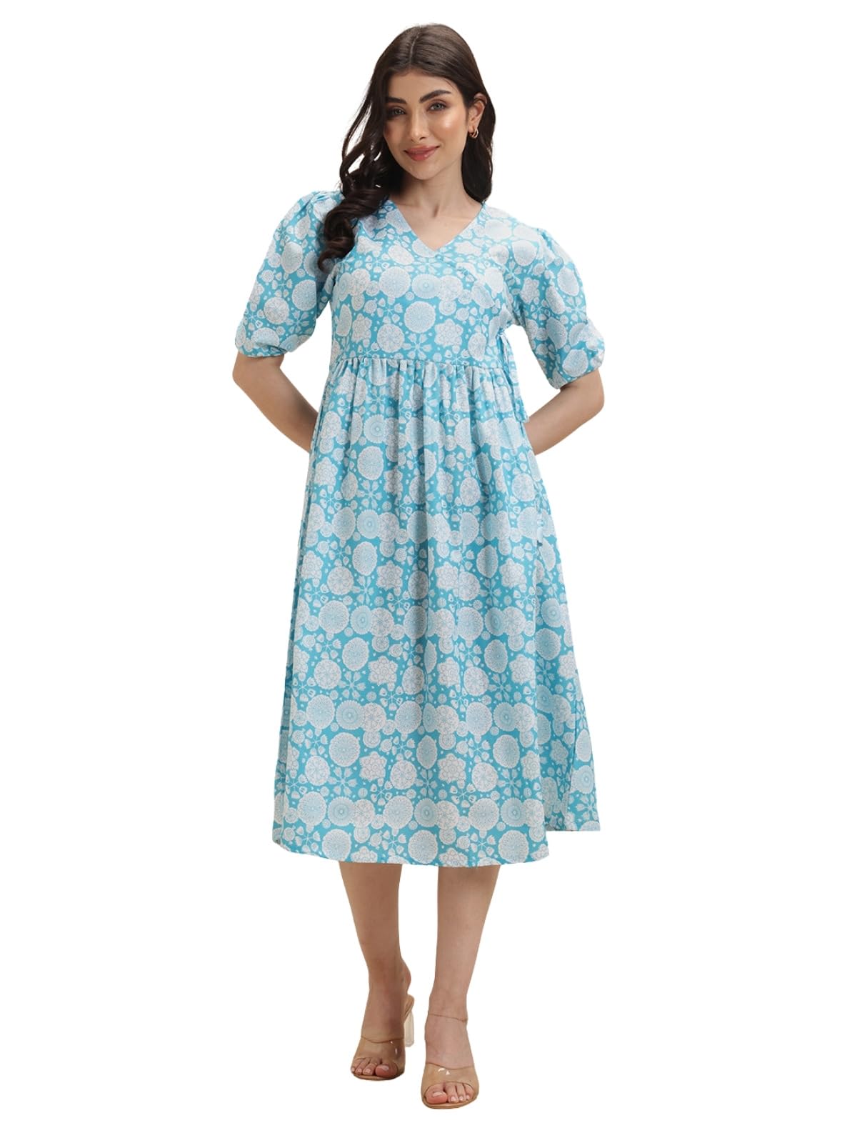 Leriya Fashion WomenS Rayon Casual Below The Knee Western Dress (Lf-Wd1193-01_Blue