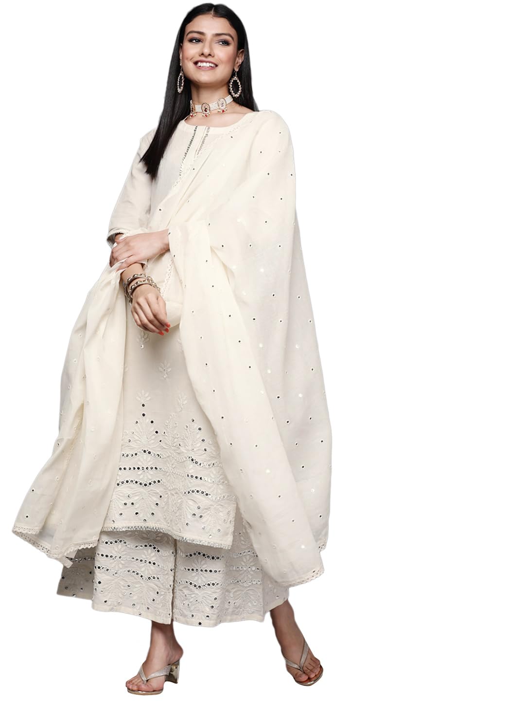 Libas Womens Cotton Kurta Sets (33307O_Off White