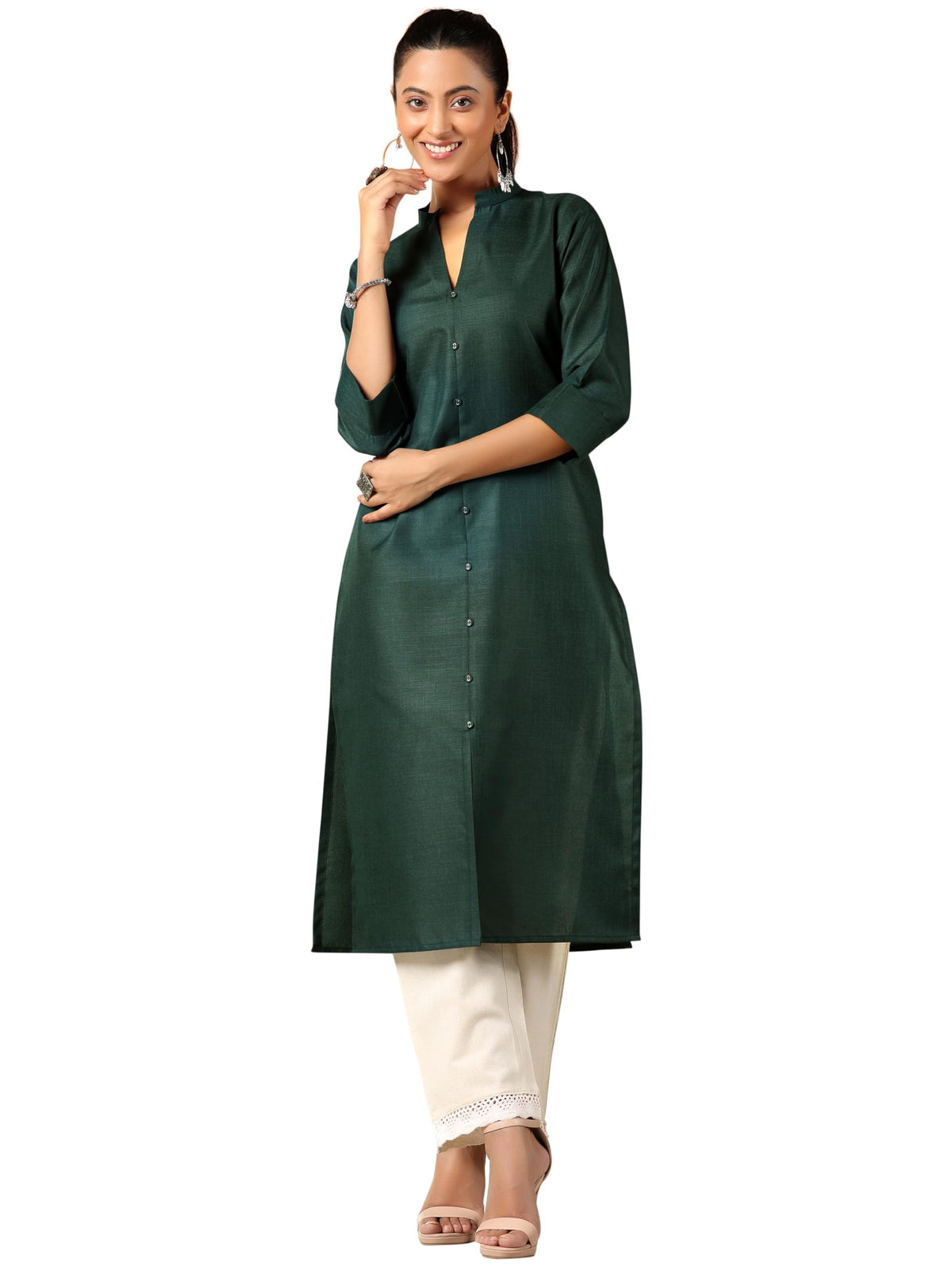 Libas WomenS Silk Regular Kurta (29272_Green
