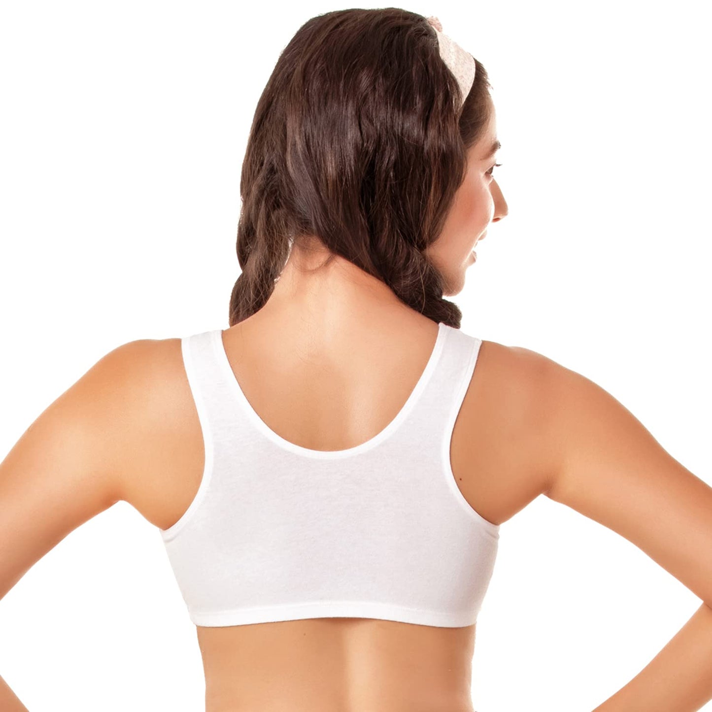 Enamor Womens Wide Strap Stretch Cotton Non-Padded Antimicrobial Beginners Pop-on Wireless Teenager Bra Full Coverage Bra - BB0